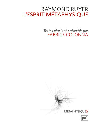 cover image of L'esprit métaphysique